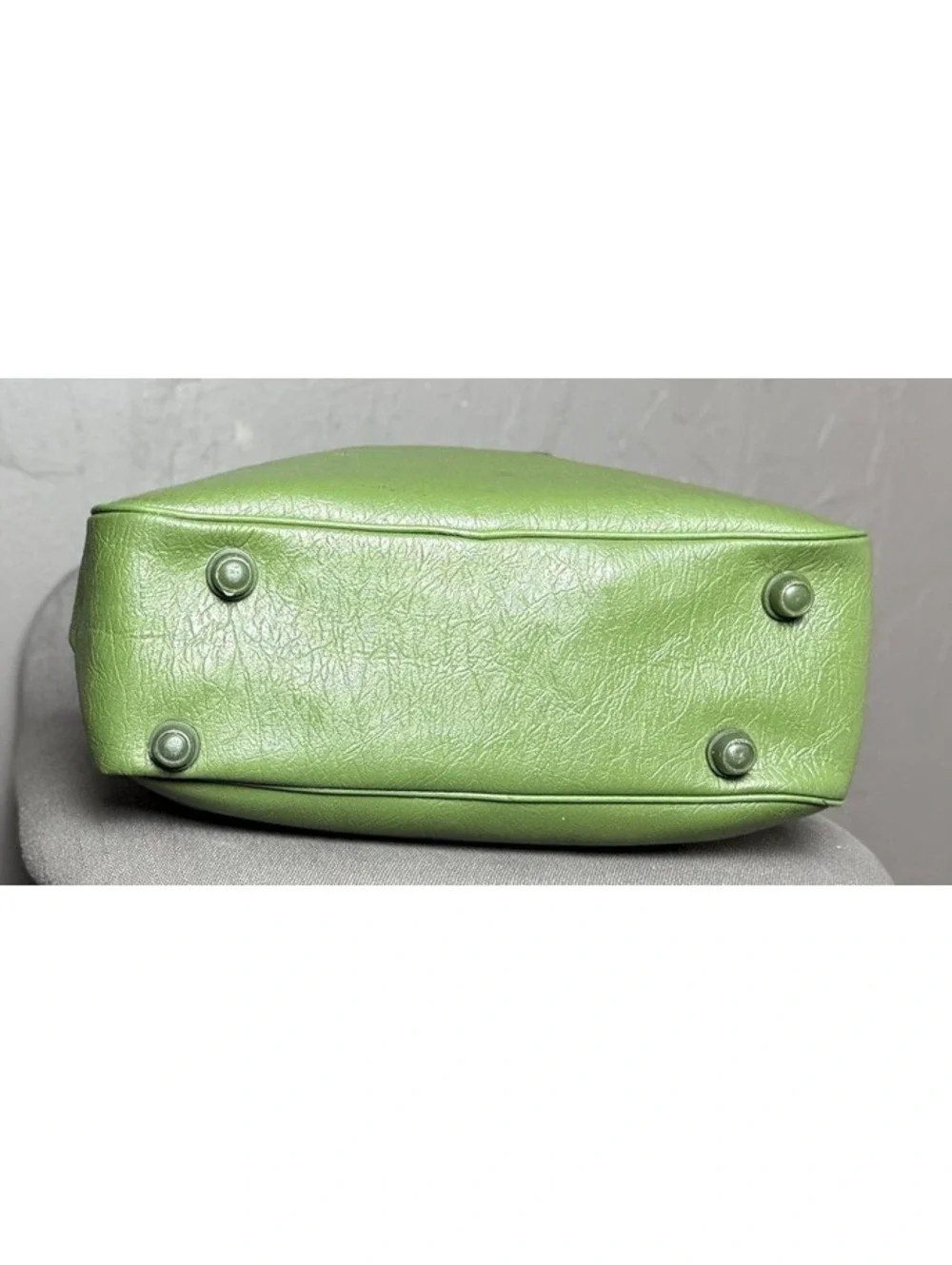 Vintage 1960's-1970's Overnight Travel Bag Olive Green Vegan Weekender Bag